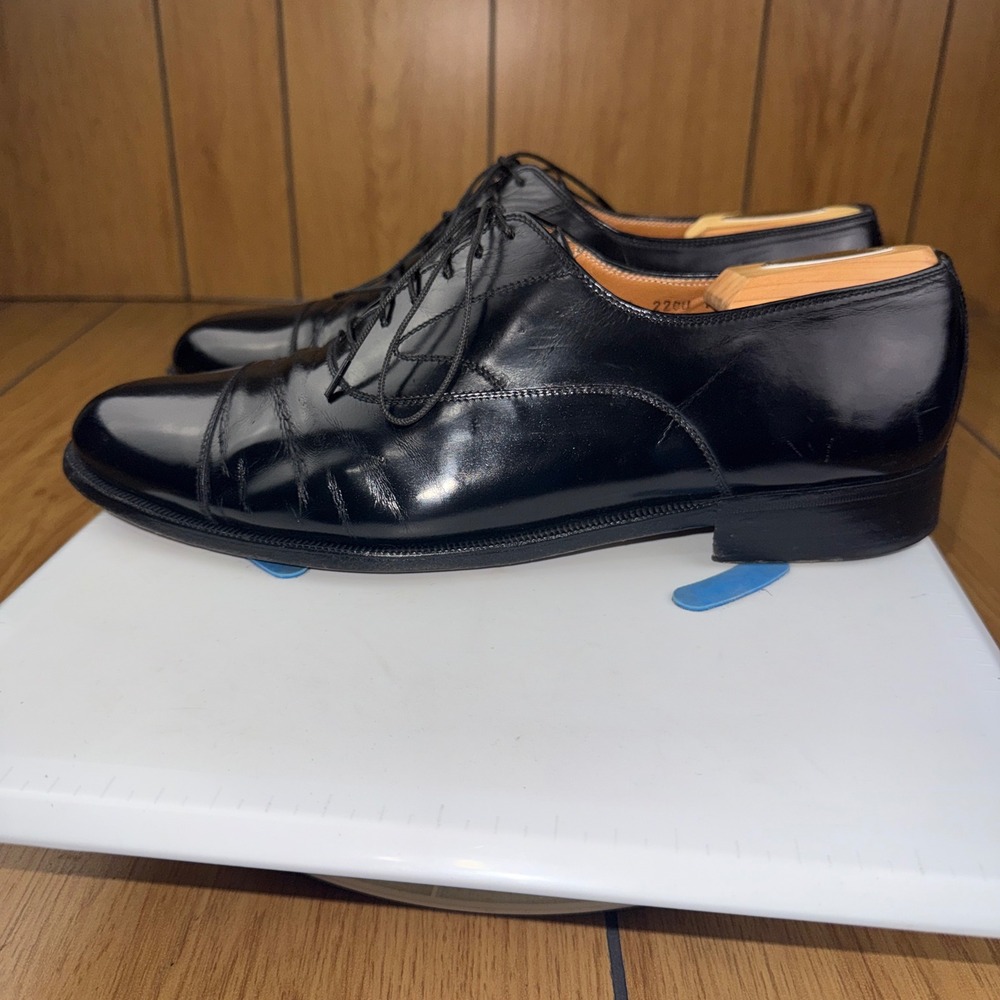 Salvatore Ferragamo  11 2E Black Leather Cap Toe Oxford Dress Shoes Italy 220U